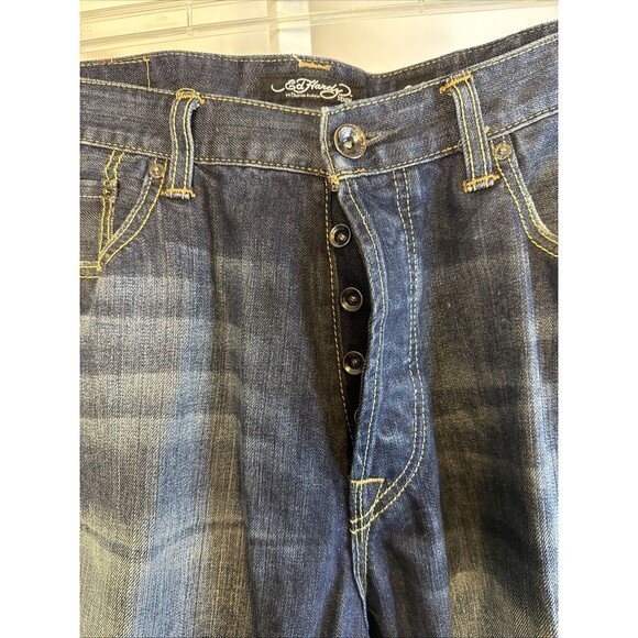 Ed Hardy By Christian Audiger Death Or Glory Embroidery Men Jeans 36 x 32 ?Vinta - Picture 8 of 13